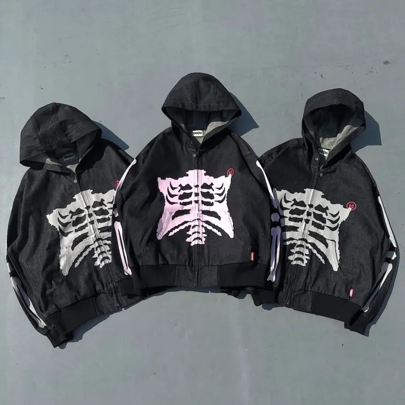 2025AW 9090 Bone Rigid Denim Zip Hoodie 骨頭 丹寧 拉鍊 連帽 外套 現貨 NN2082