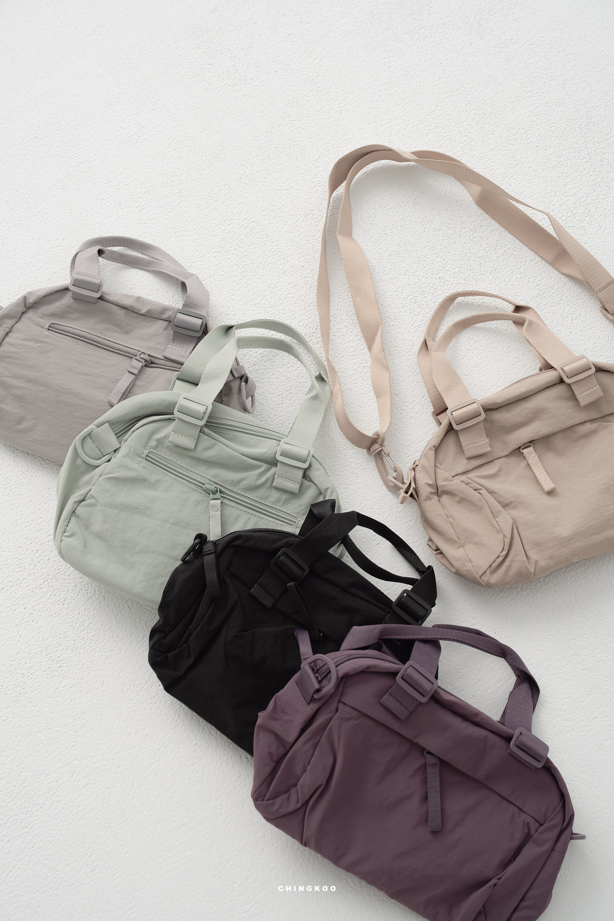 素面夾層寬底兩用小包 5色