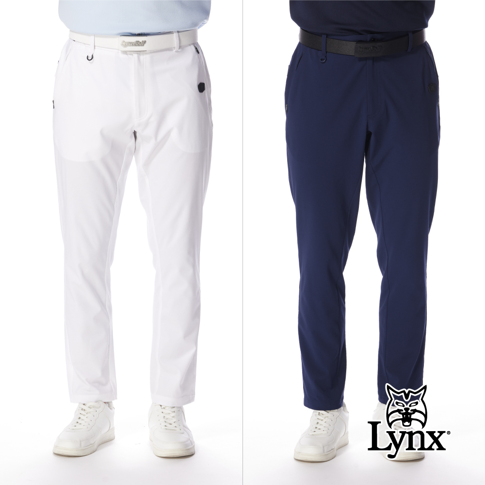 【Lynx Golf】男款彈性舒適吸濕快乾簡約造型休閒長褲