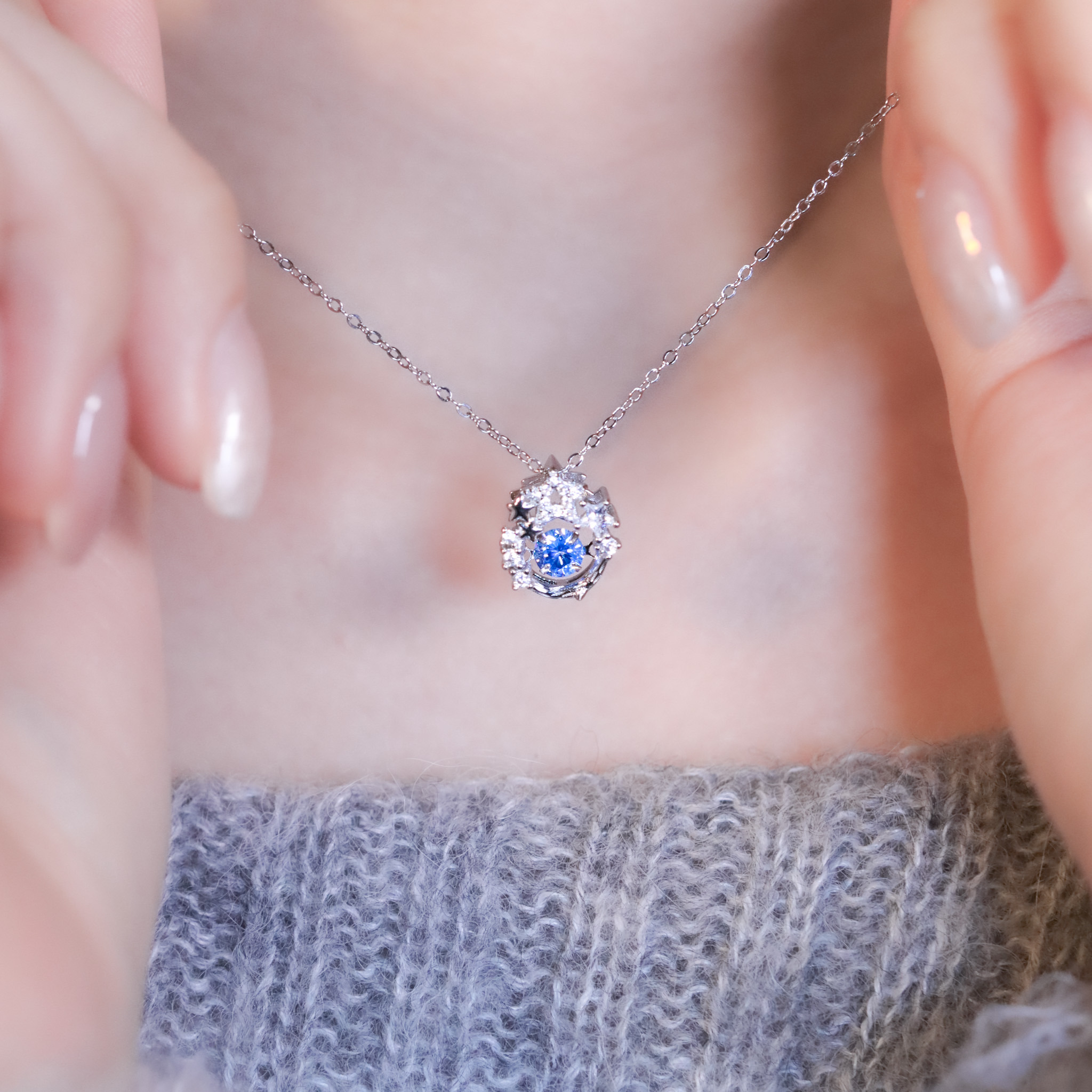 | 925純銀・厚鍍白金 | 懸浮星晴晚晚項鍊 | NE1489 |