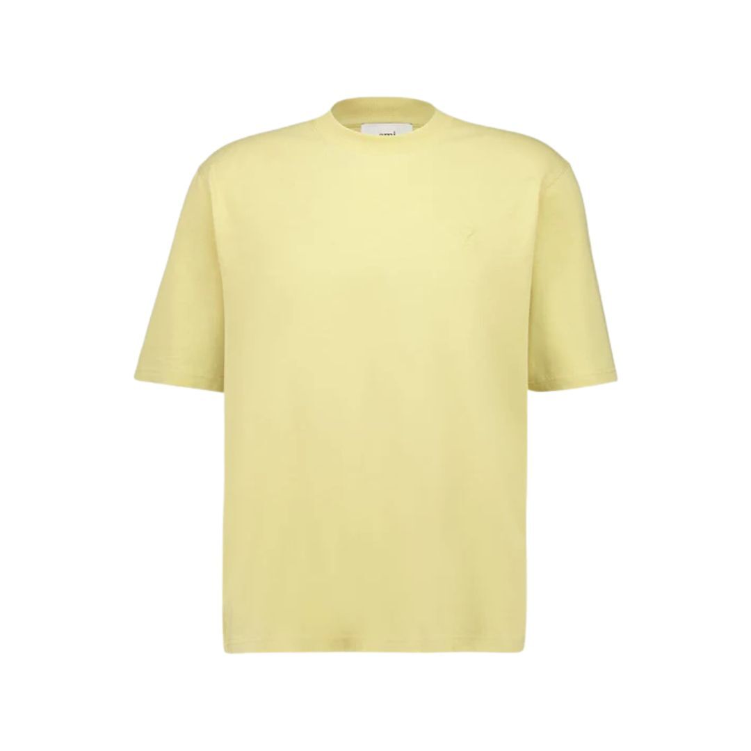 1LN0902-114 AMI Small Embossed Ami De Coeur Tshirt Yellow #UTS341.726.399 (C-BR-E)