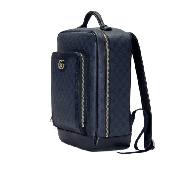 [E] GUCCI BLUE BLACK MINI GG CANVAS MEDIUM BACKPACK, 745718FACCQ-8443 (EGC100)