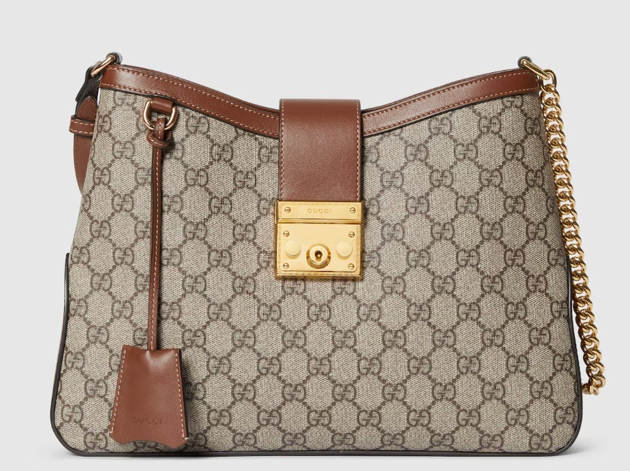 [E] GUCCI BEIGE/BROWN PADLOCK LARGE SHOULDER BAG, 811705KHNKG-8534 (EGC2)