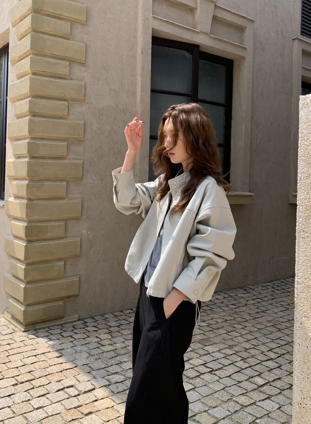 T5616韓國姐姐家/敲破碗的皮外套