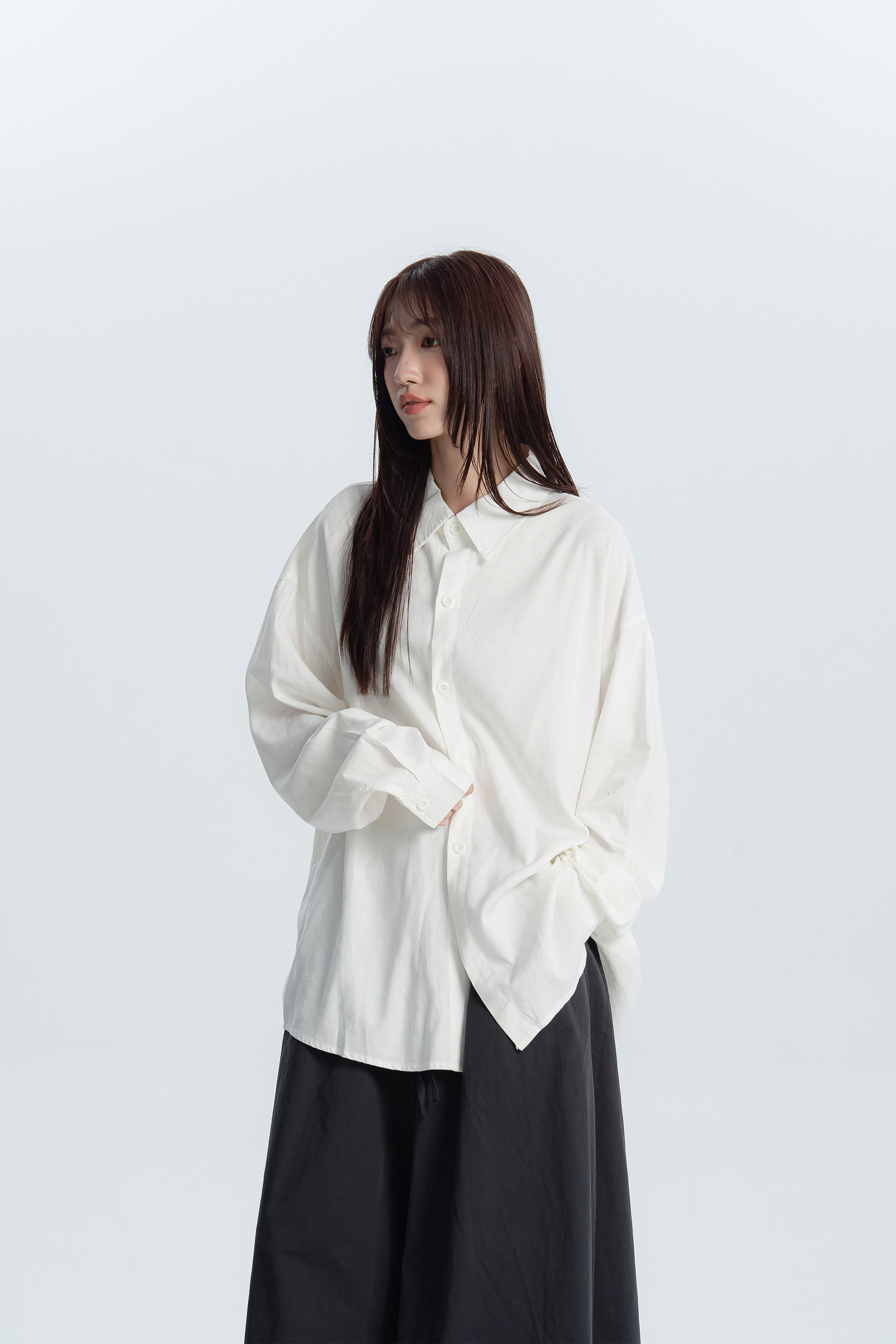 基本款飄逸素面長袖襯衫 5色