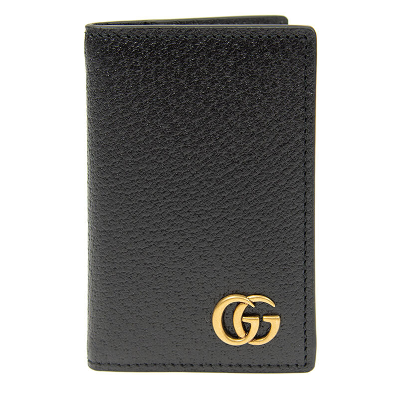 [E] GUCCI BLACK GG MARMONT CARD CASE HOLDER WALLET, 547075DJ20T-1000 (EGC146)