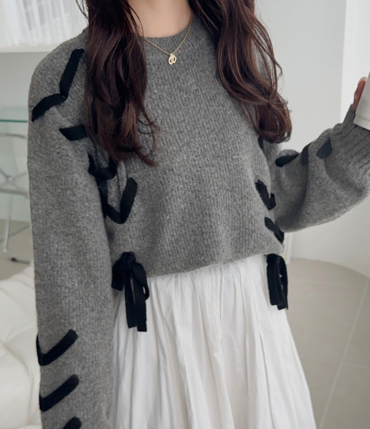 【預購】JN100202 mily bilet 女裝蝴蝶結針織上衣