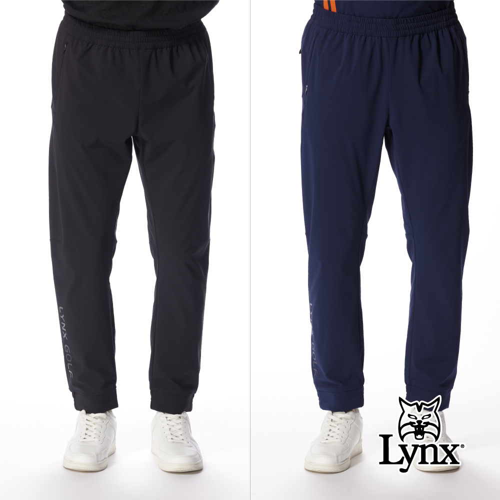 【Lynx Golf】彈力吸濕快乾LOGO設計褲腳彈性縮口長褲