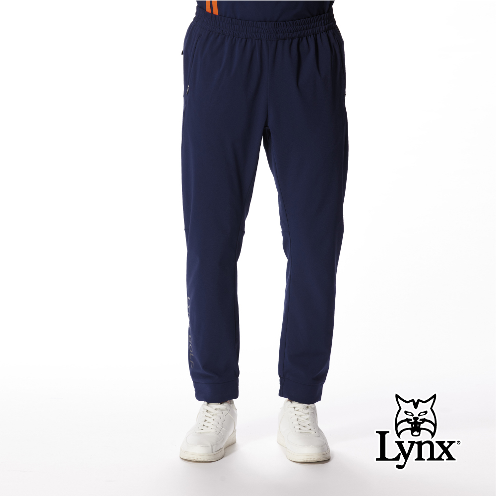 【Lynx Golf】彈力吸濕快乾LOGO設計褲腳彈性縮口長褲