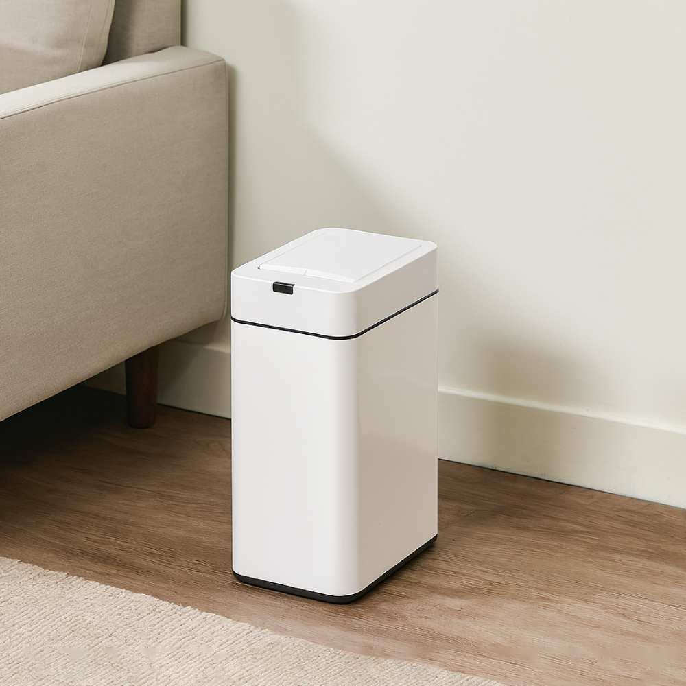 9L-CINKY 不鏽鋼雙開感應垃圾桶CK0909 白色