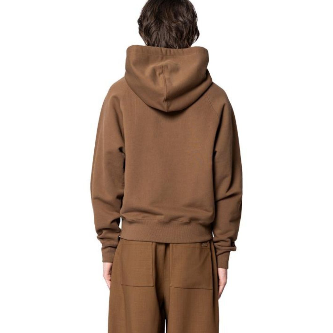 1LN0902-113 AMI Small Embossed ADC Hoodie with Zip Brown #USW759.747.216 (C-BR-E)