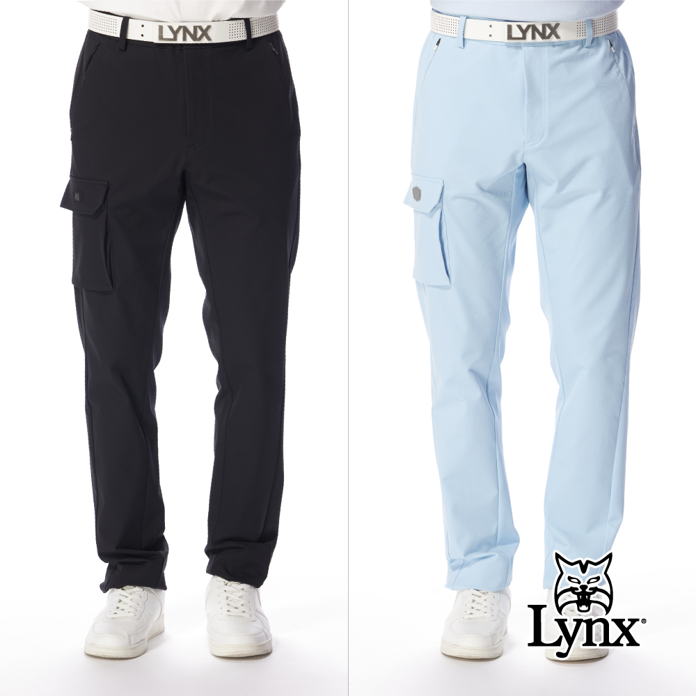 【Lynx Golf】男款彈性舒適防潑水側邊大口袋設計長褲