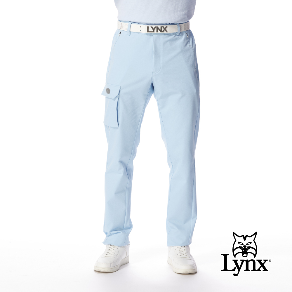 【Lynx Golf】男款彈性舒適防潑水側邊大口袋設計長褲