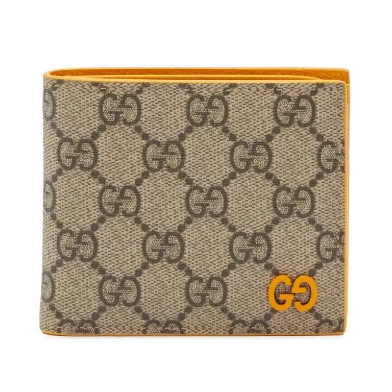 [E] GUCCI BEIGE/YELLOW GG SUPREME BILLFOLD WALLET, 768243FACQC-9750 (EGC148)