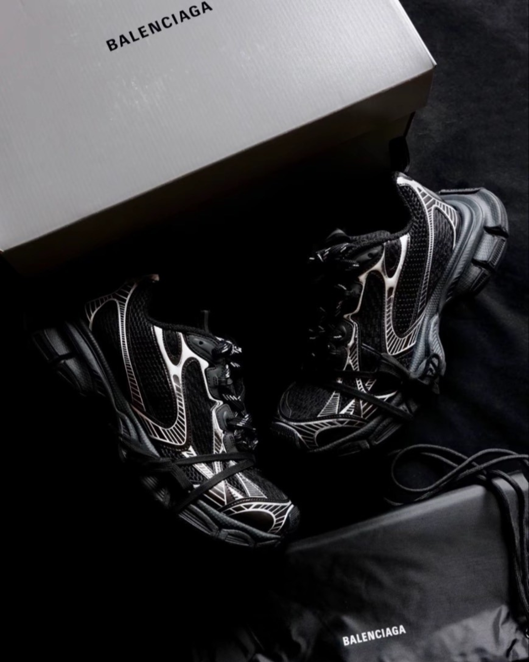 Balenciage 巴黎世家 3XL 多鞋帶 厚底 全黑 黑魂 老爹鞋 反光 黑銀 734734W3XL11090