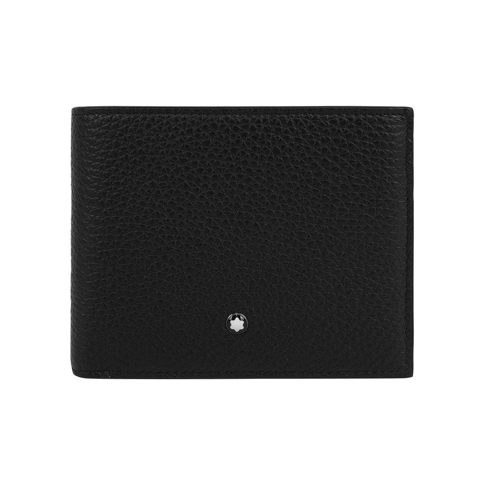 【Montblanc】粒面牛皮對開零錢袋短夾(黑色)