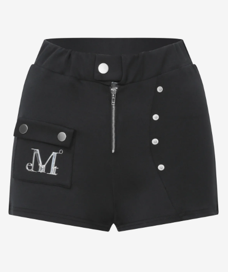 【代購】MUCENT 金屬標鉚釘口袋短褲 短褲 鈕扣 鉚釘 黑色短褲