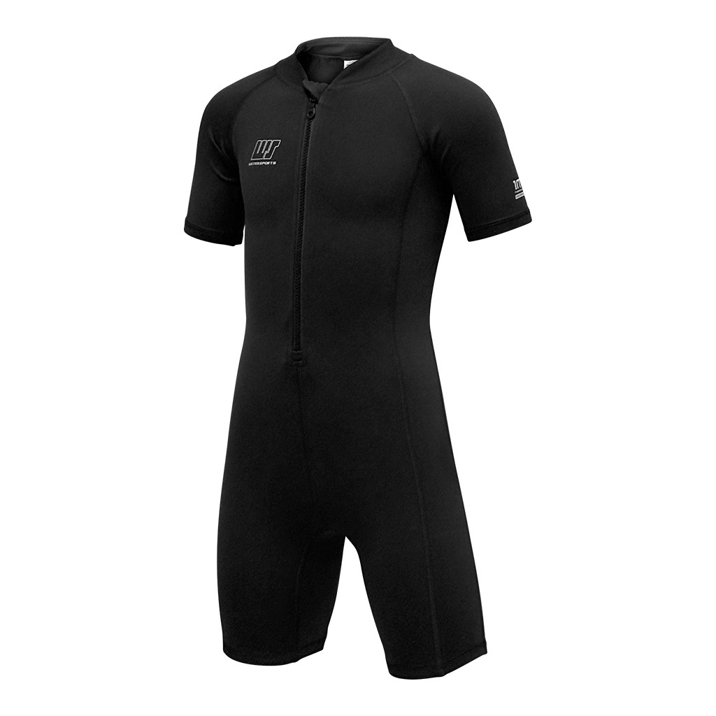 1mm 兒童抗水抓毛游泳保暖連身衣 - 黑