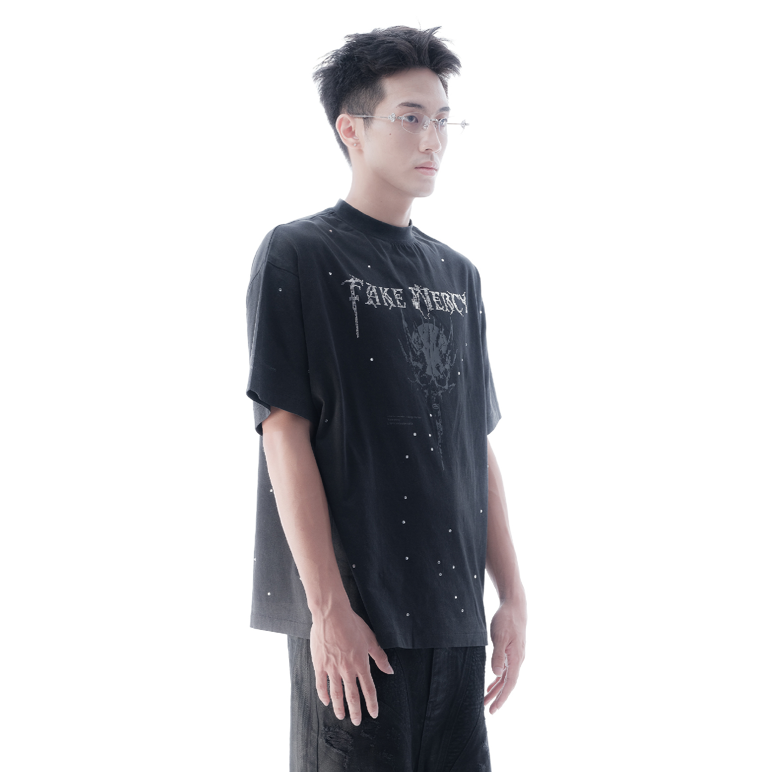 JOBDATASHEET Vintage Rhinestone Washed Short Sleeve Tee [D26]