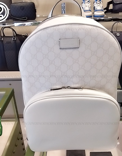 [E] GUCCI WHITE GG CANVAS MEDIUM BACKPACK, 795462FADML-9048 (EGC118)