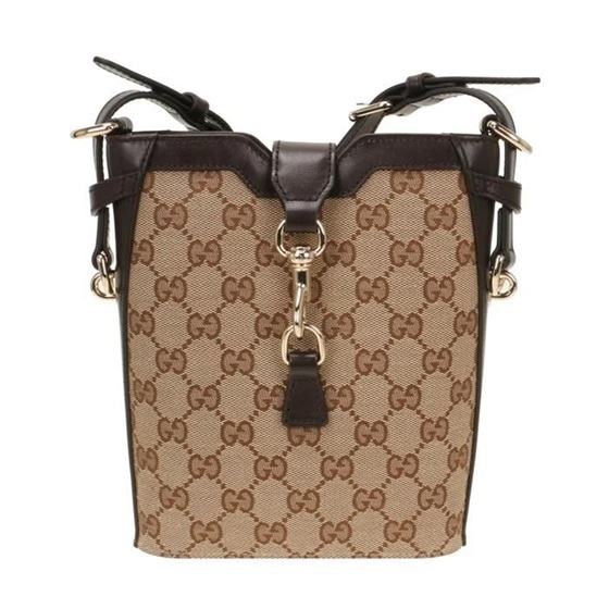 [E] GUCCI BLACK/BROWN/EBONY SMALL BUCKET BAG, 782919FADAC-9762 (EGC9)