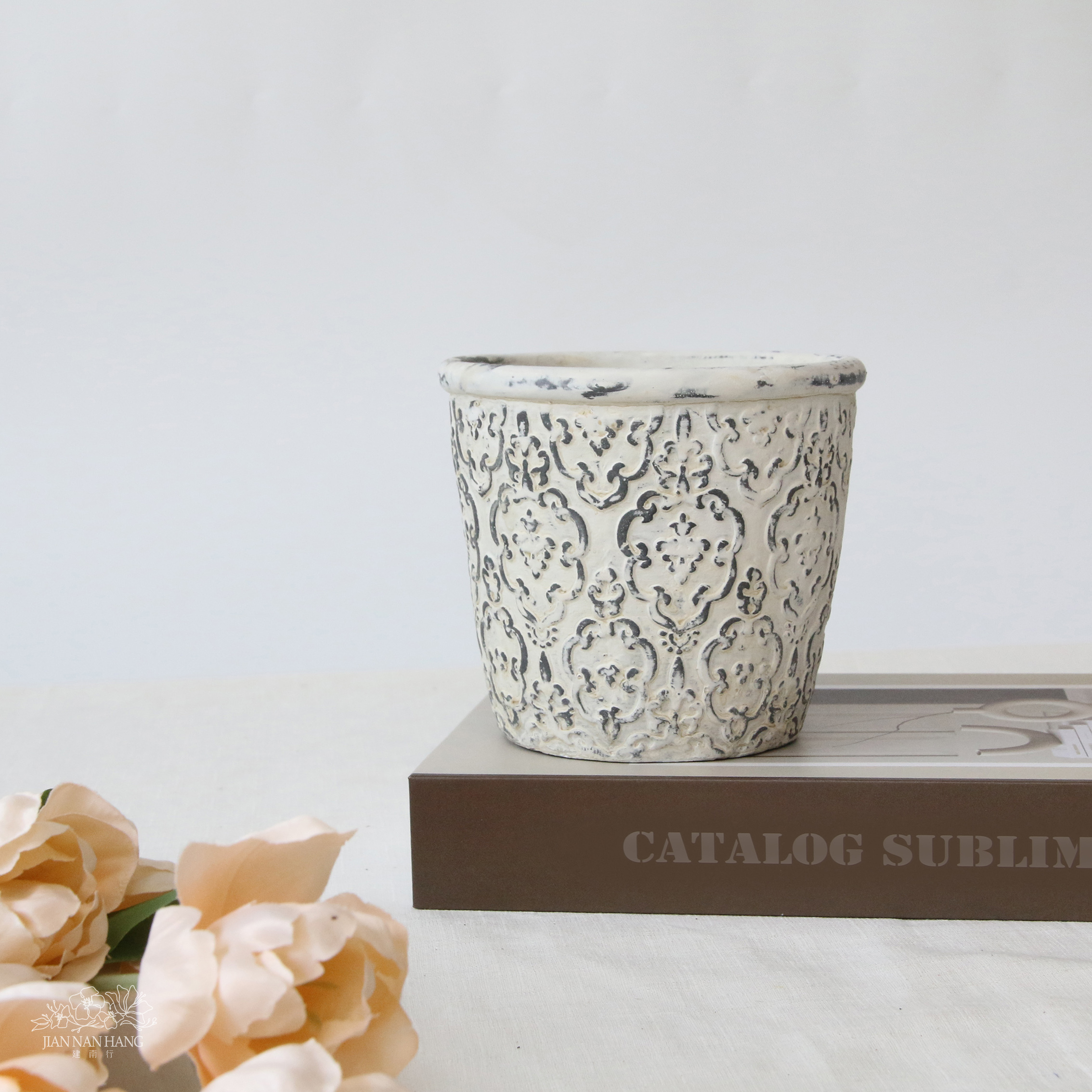 水泥花器 復古雕刻造型