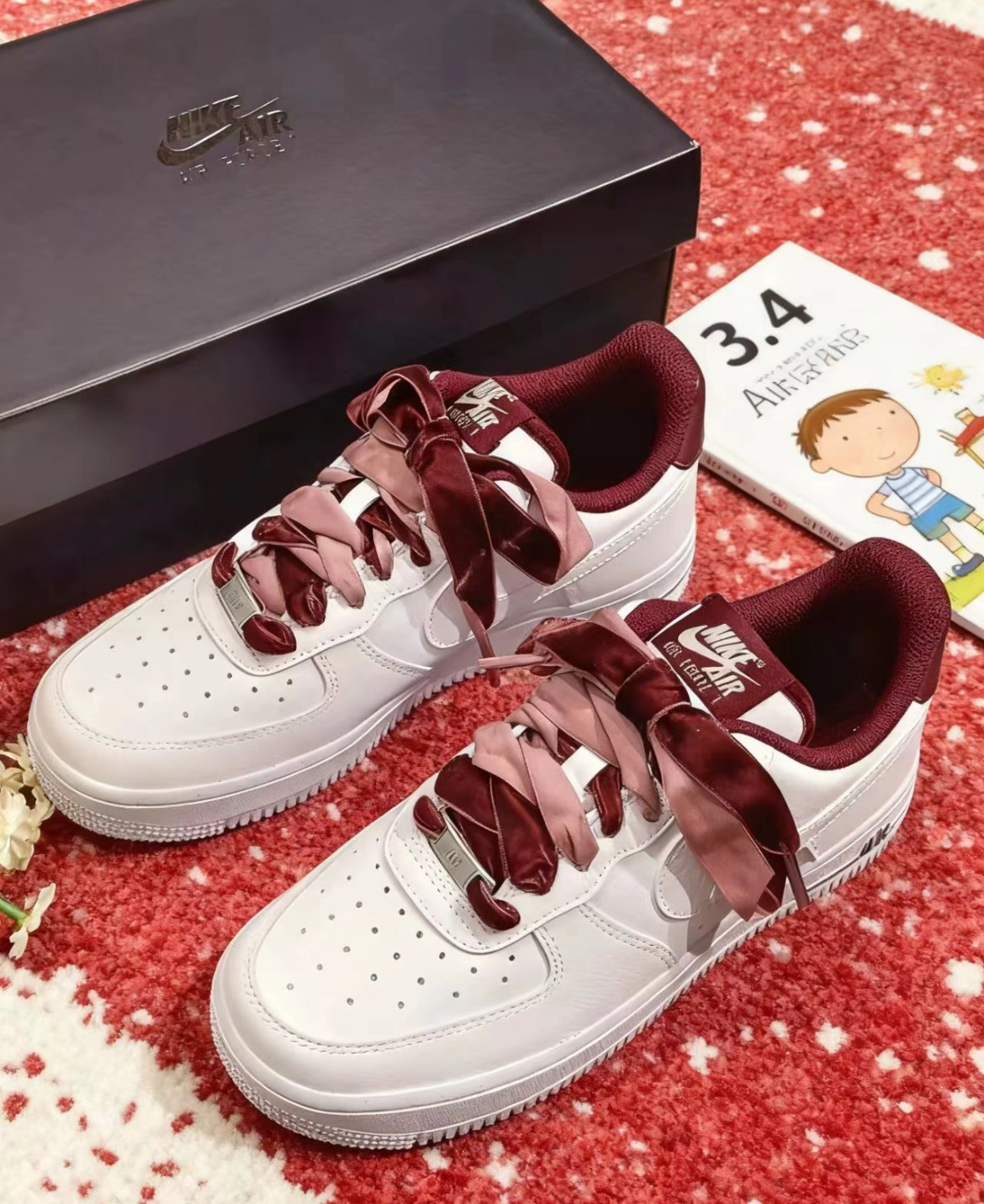 女鞋 NIKE W AIR FORCE 1 '07 VINTAGE 白酒紅 復古 天鵝絨鞋帶 經典 皮革 休閒鞋【HV4403-600】AF1