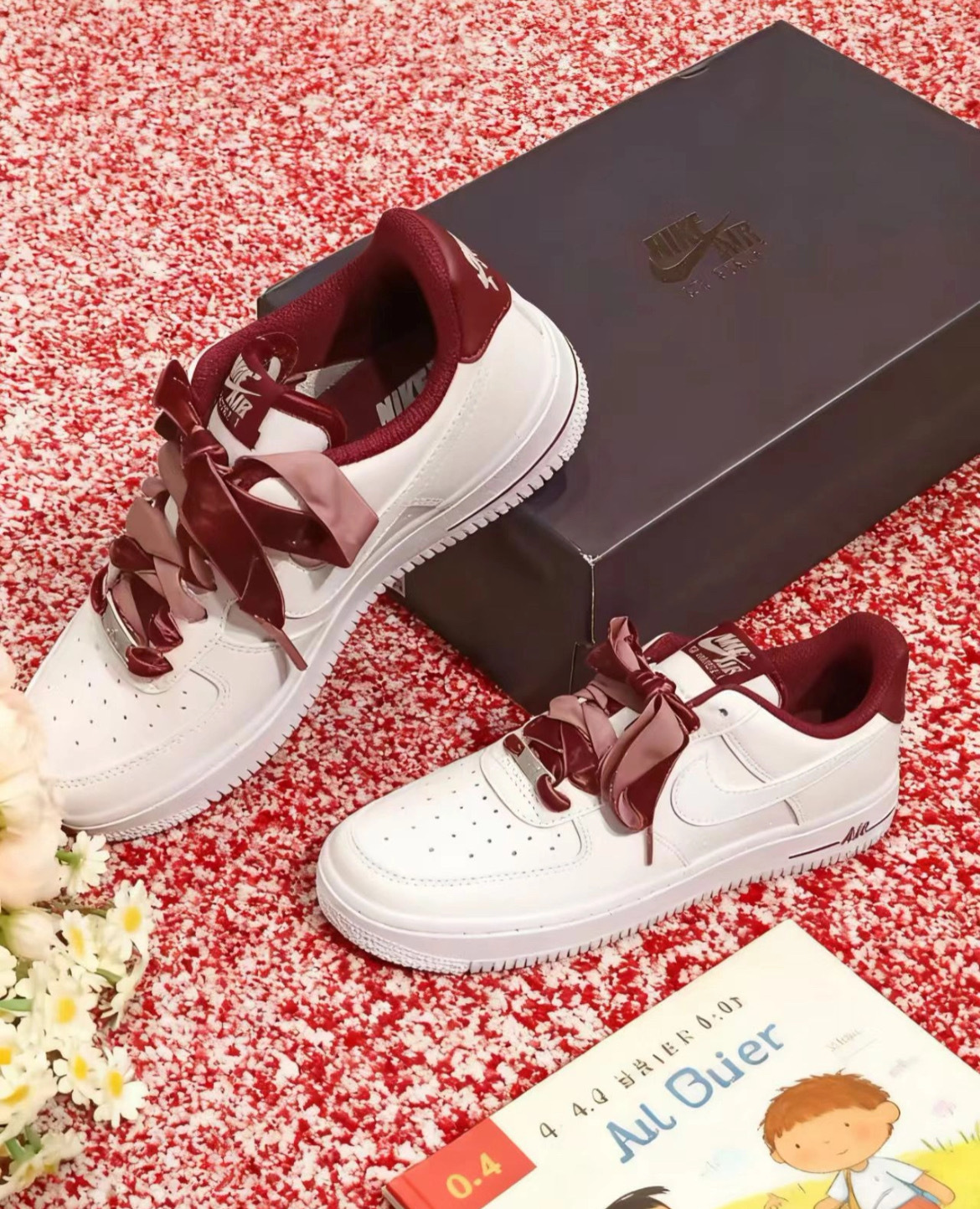 女鞋 NIKE W AIR FORCE 1 '07 VINTAGE 白酒紅 復古 天鵝絨鞋帶 經典 皮革 休閒鞋【HV4403-600】AF1