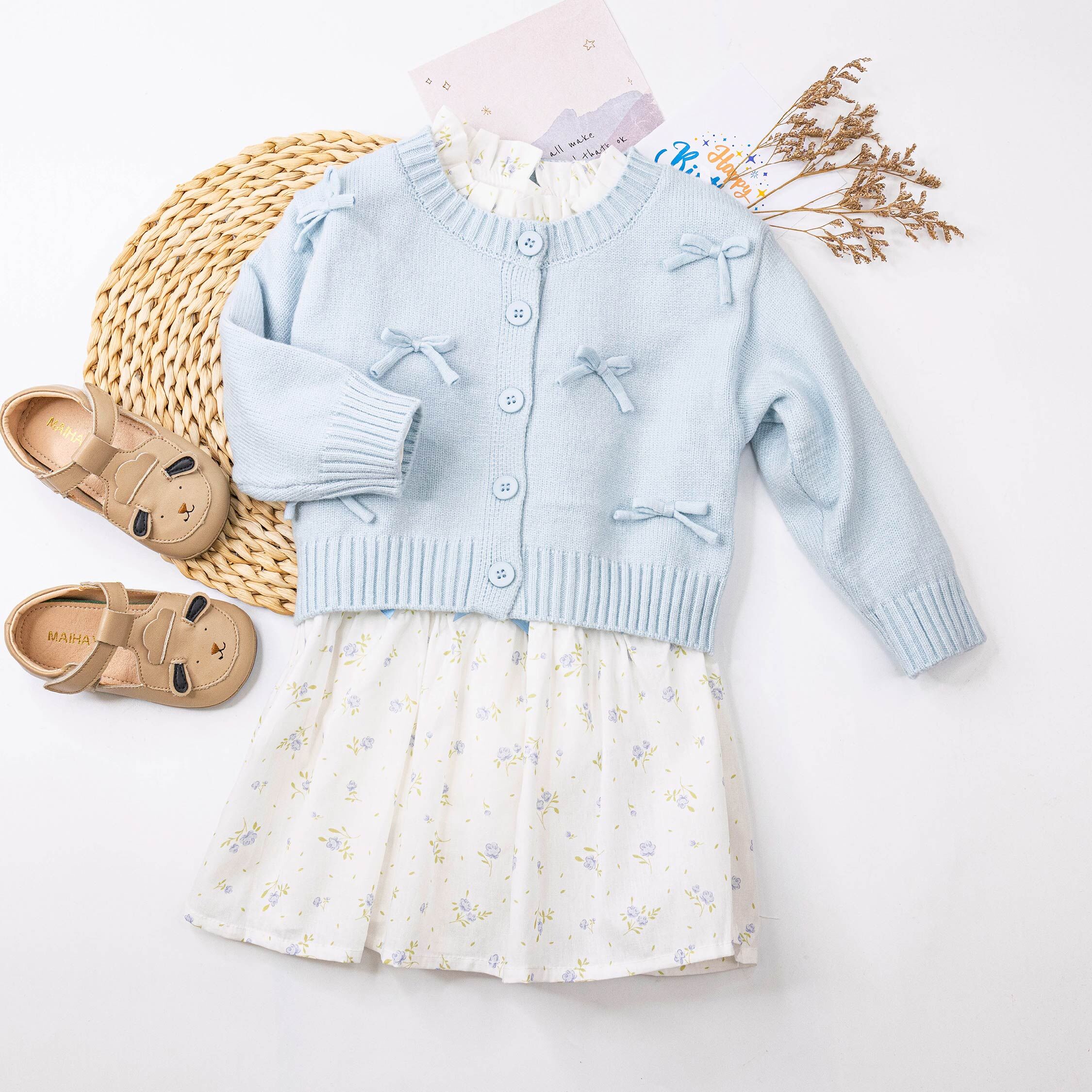 【H55474】典雅復古碎花二件式套裝/洋裝