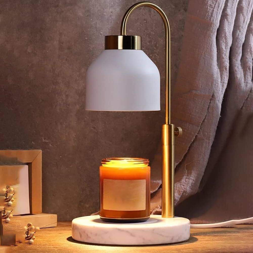 古銅金白大理石升降款香氛暖燈