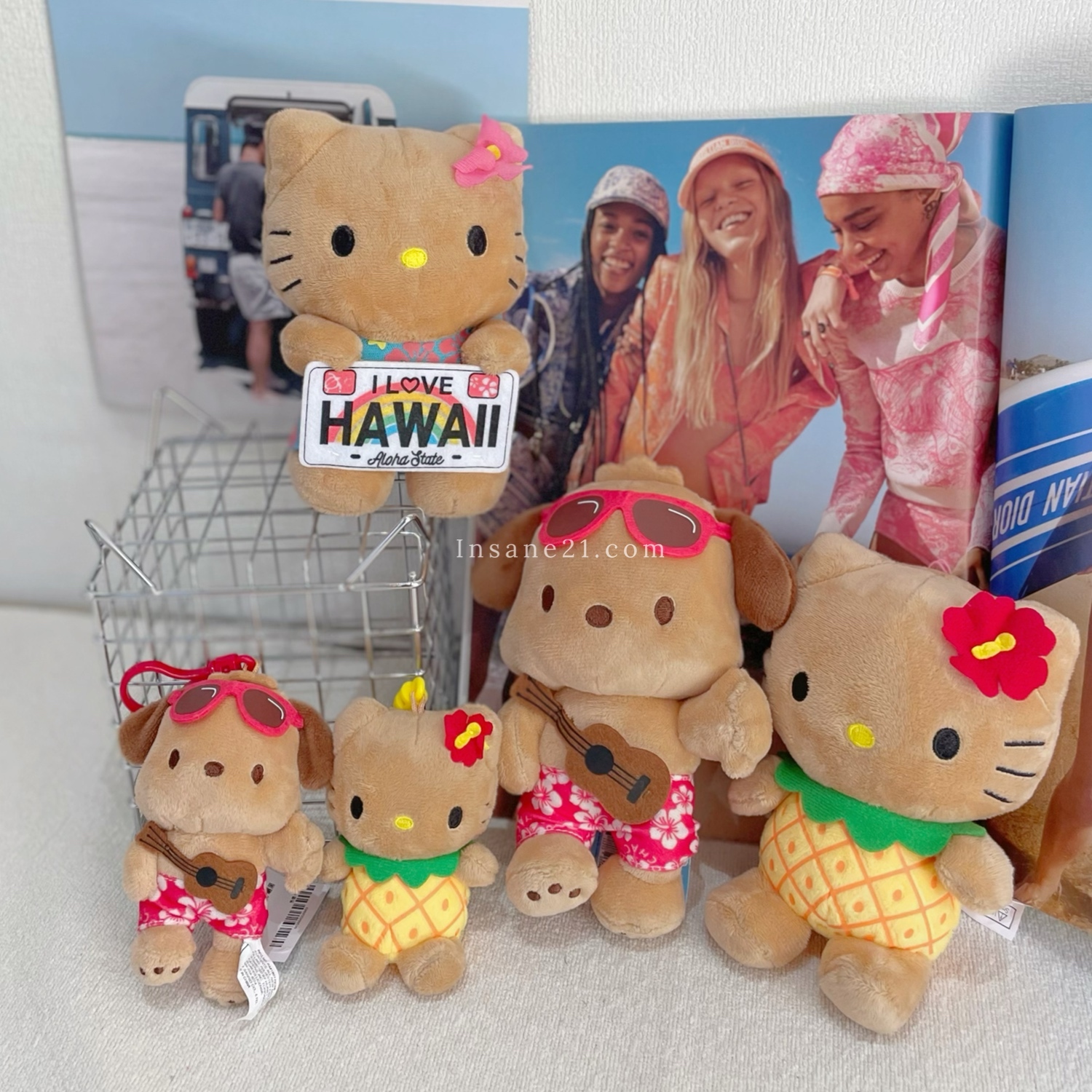 SANRIO 三麗鷗 夏威夷系列 曬黑 夏季 玩偶 吊飾 絨毛 HELLO KITTY 帕恰狗