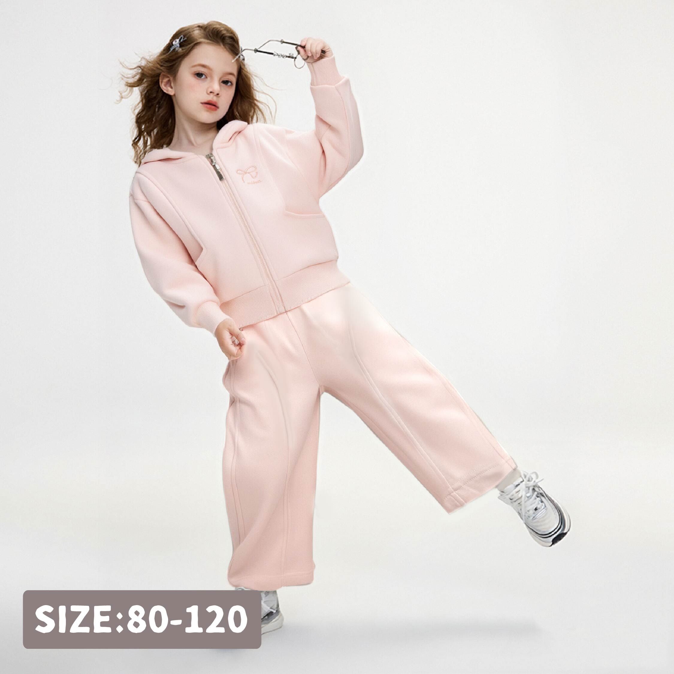 【H55431】質感蝴蝶結刺繡連帽套裝