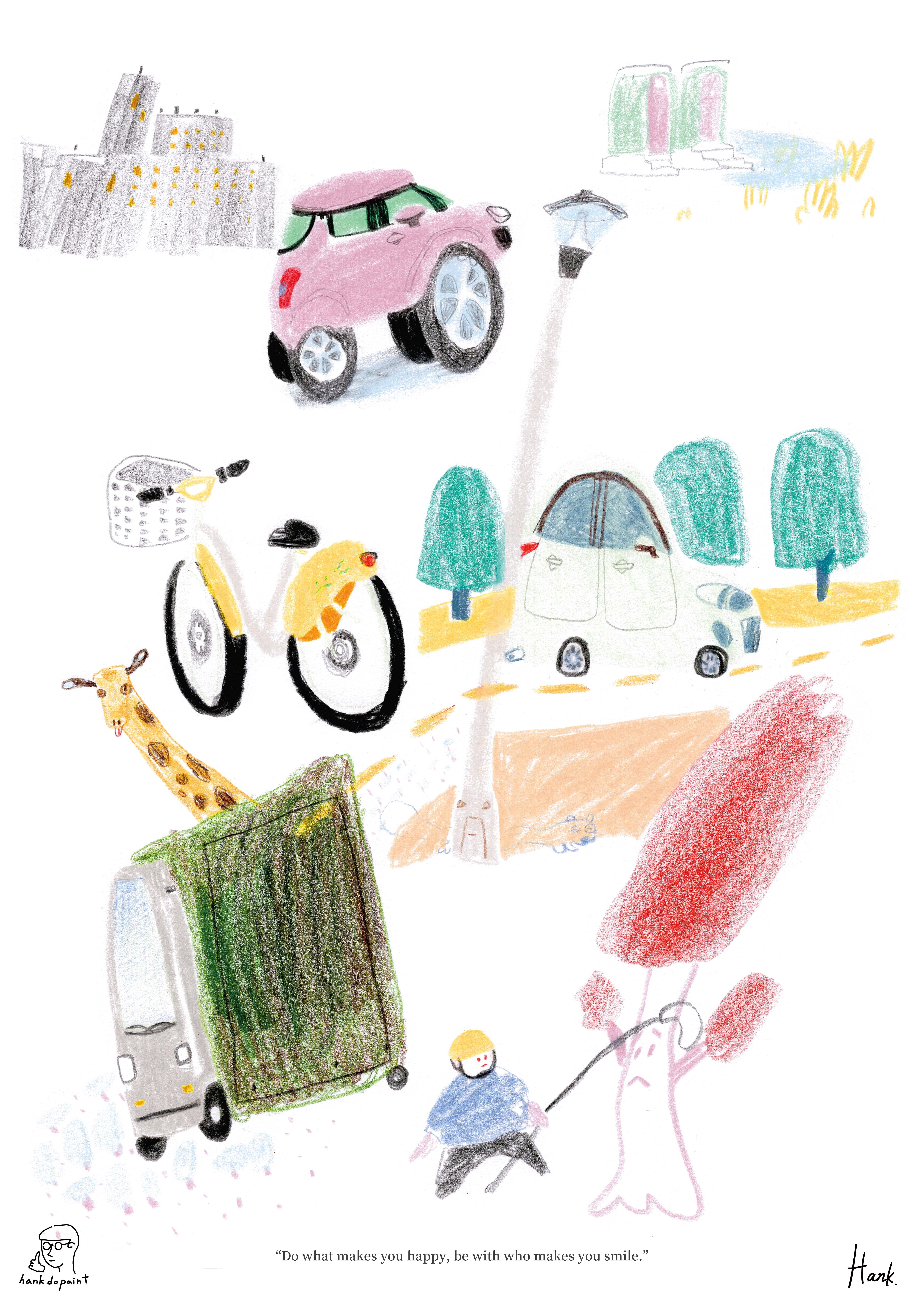 (只能郵寄) 公園長頸鹿 A3海報 單張販售｜Hank在畫圖的路上 台灣