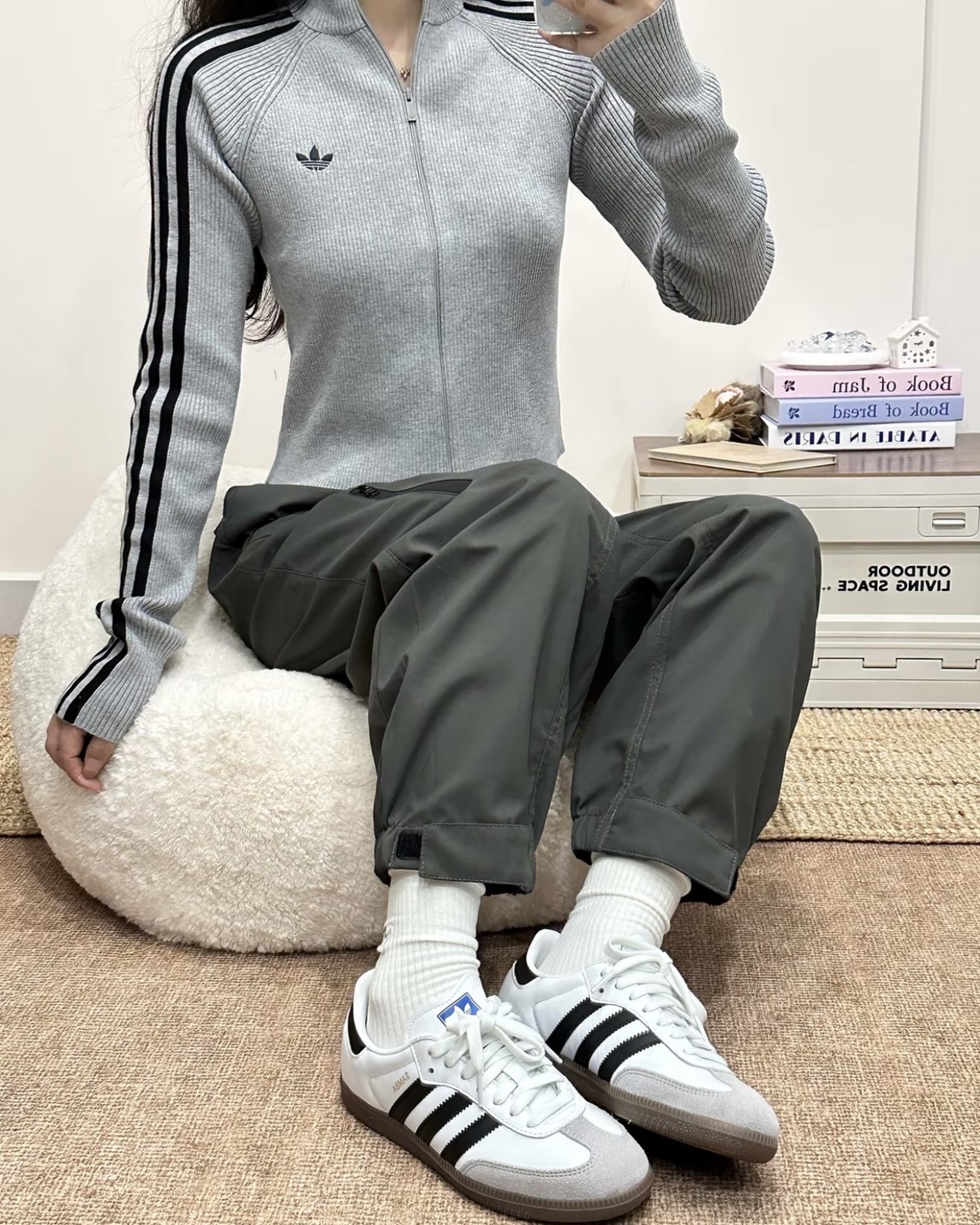 【預購】ADIDAS ORIGINALS ADICOLOR SLIM KNIT TRACK TOP 灰色 JZ0886