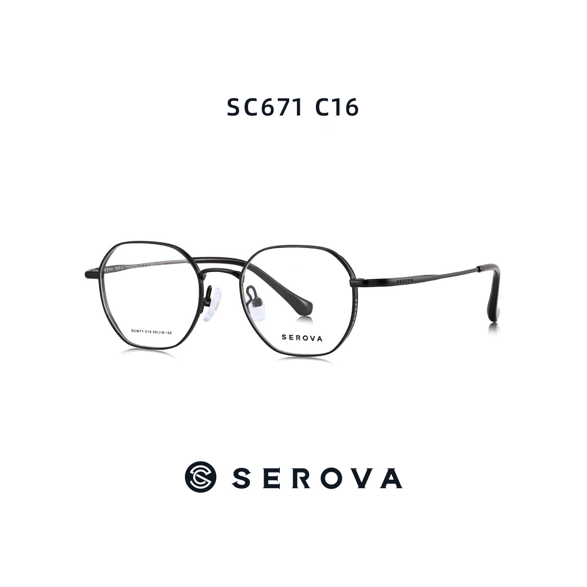 【SEROVA】SC671 C16 多邊形框光學眼鏡♣(晚空黑)