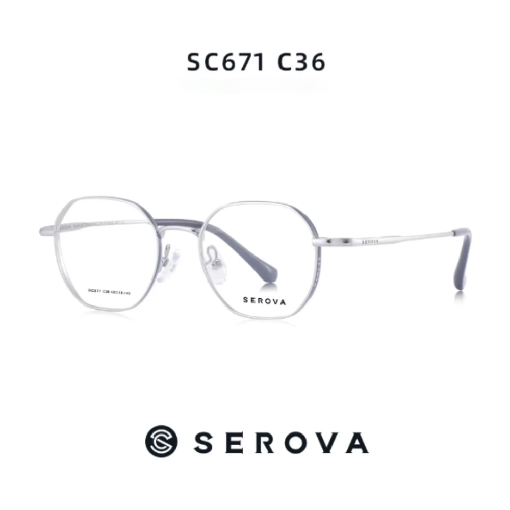 【SEROVA】SC671 C36 多邊形框光學眼鏡♣(星光銀)