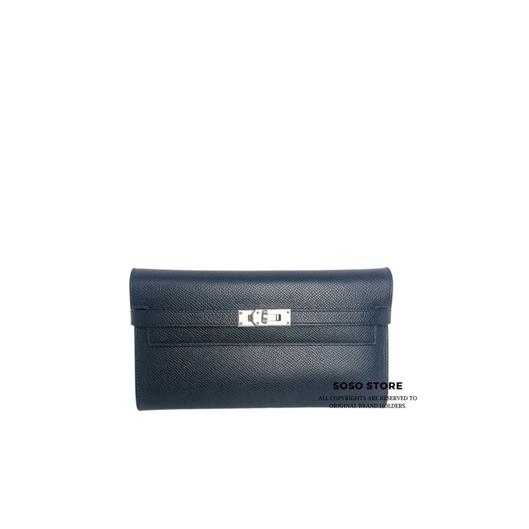 Hermes Kelly Wallet - Noir / Shw