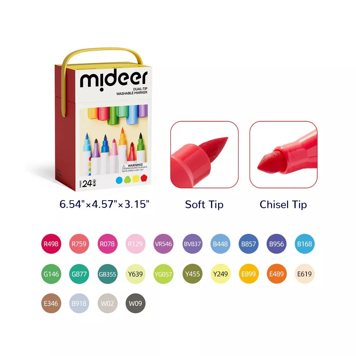 雙頭可洗式彩色筆-硬頭&軟毛頭(24色)