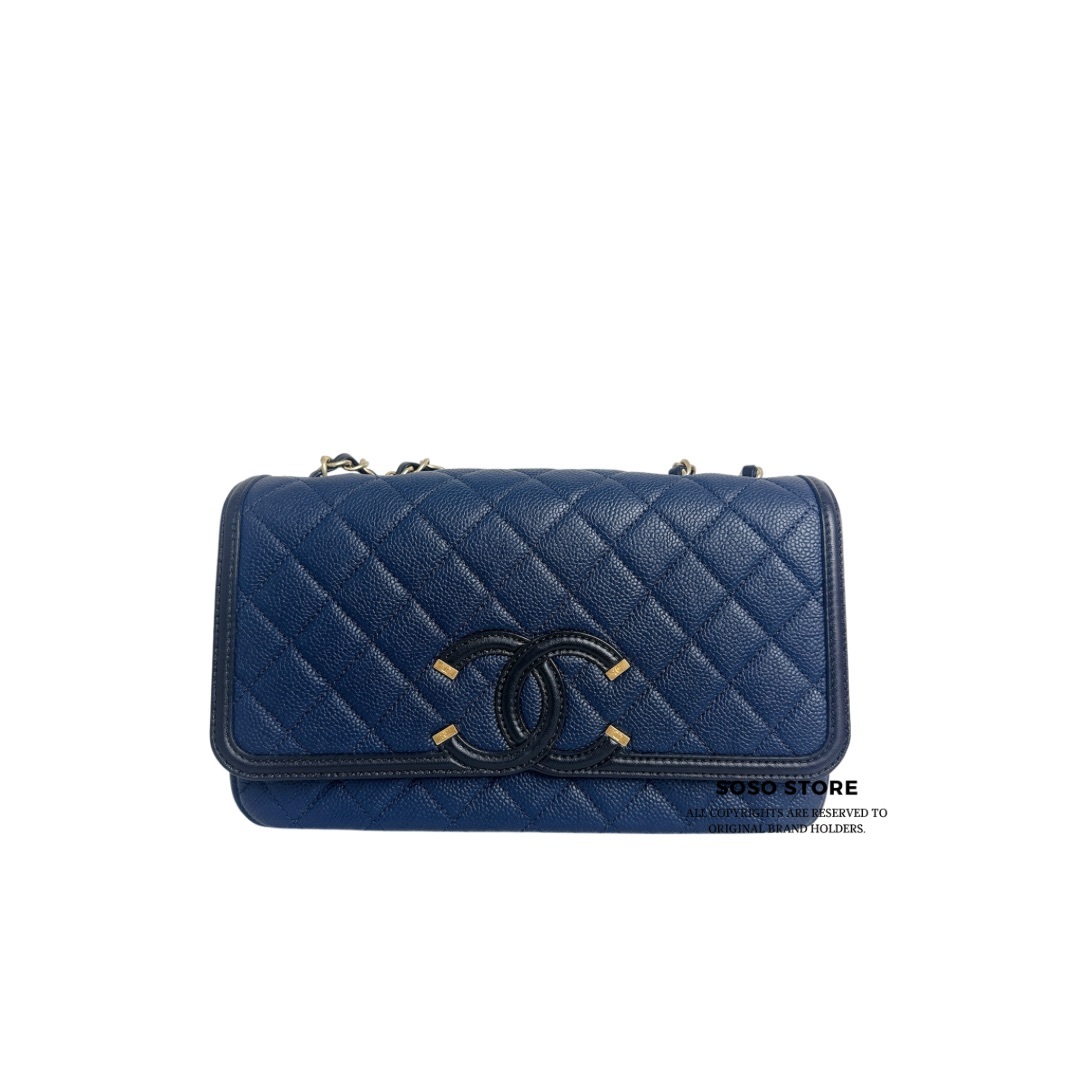 Chanel CC Filigree Bag - Navy / Ghw