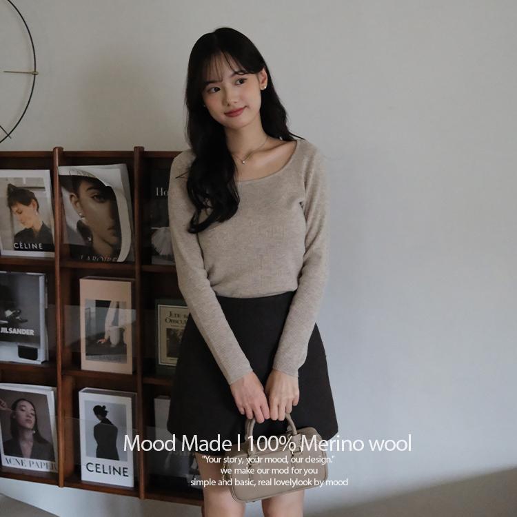 🚀當日出貨🚀 Mood made │ 100% 美麗諾羊圓領針織上衣 ( 3 colors)