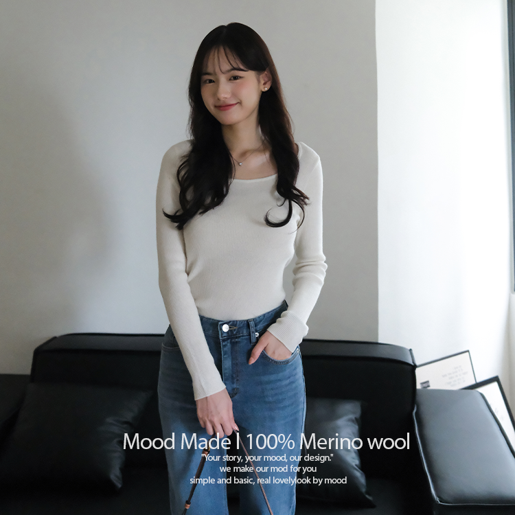 當日出貨 Mood made │ 100% 美麗諾羊圓領針織上衣