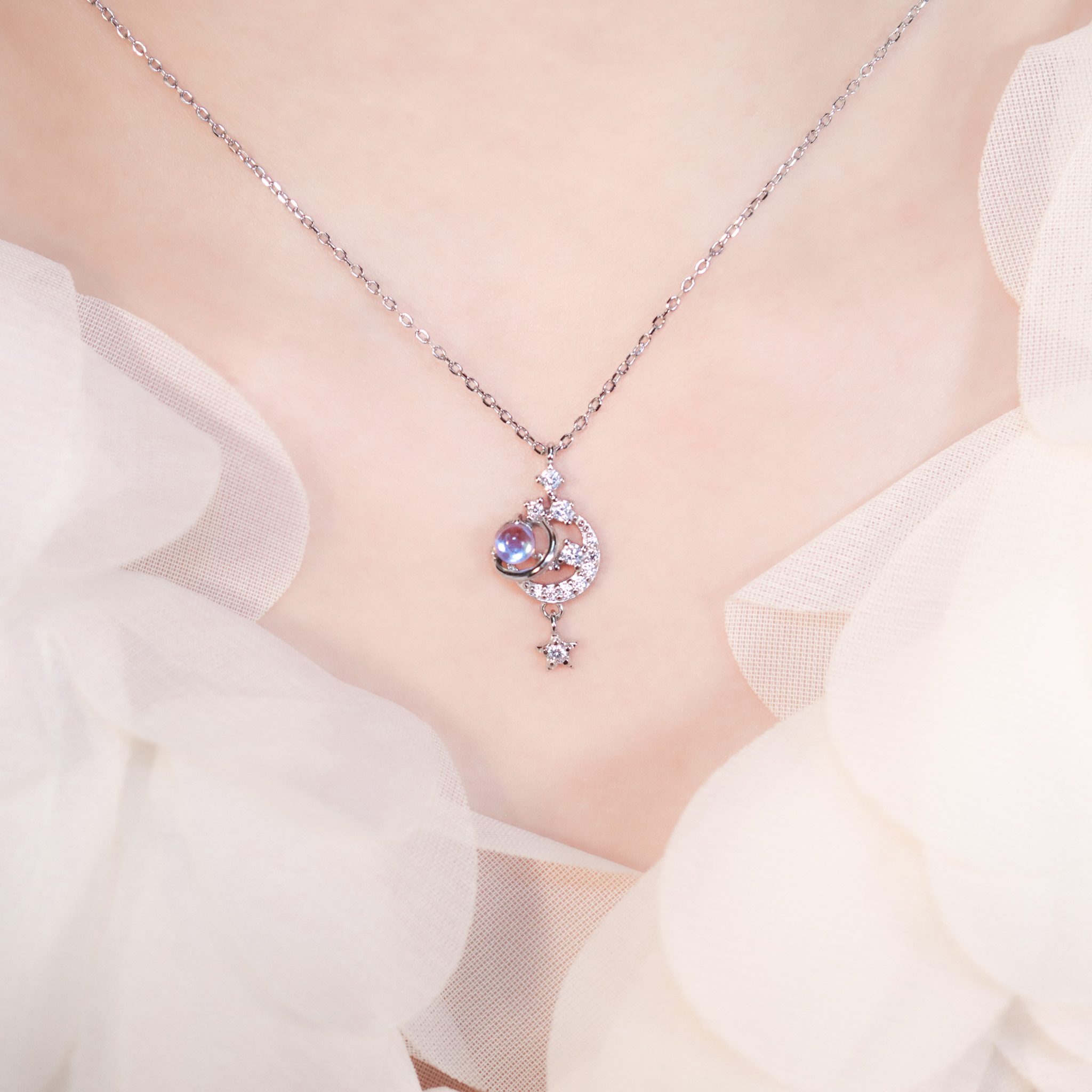 | 925純銀・白金・玫瑰金・琉璃 | 漫藍陪伴進行時項鍊  (銀/玫瑰金) | NE1493 |