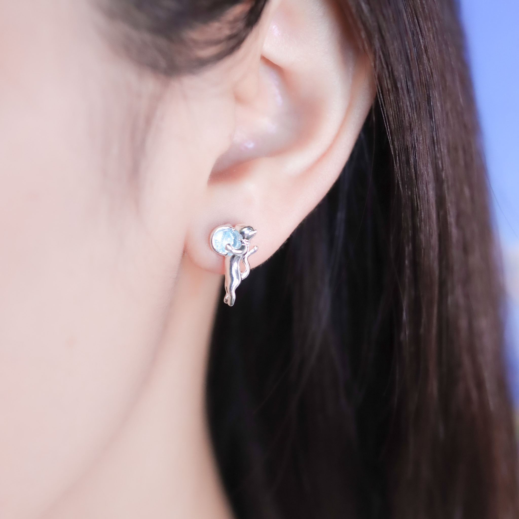 | 925純銀・琉璃 | 漫藍喵趣世界耳環 | EA1049 |