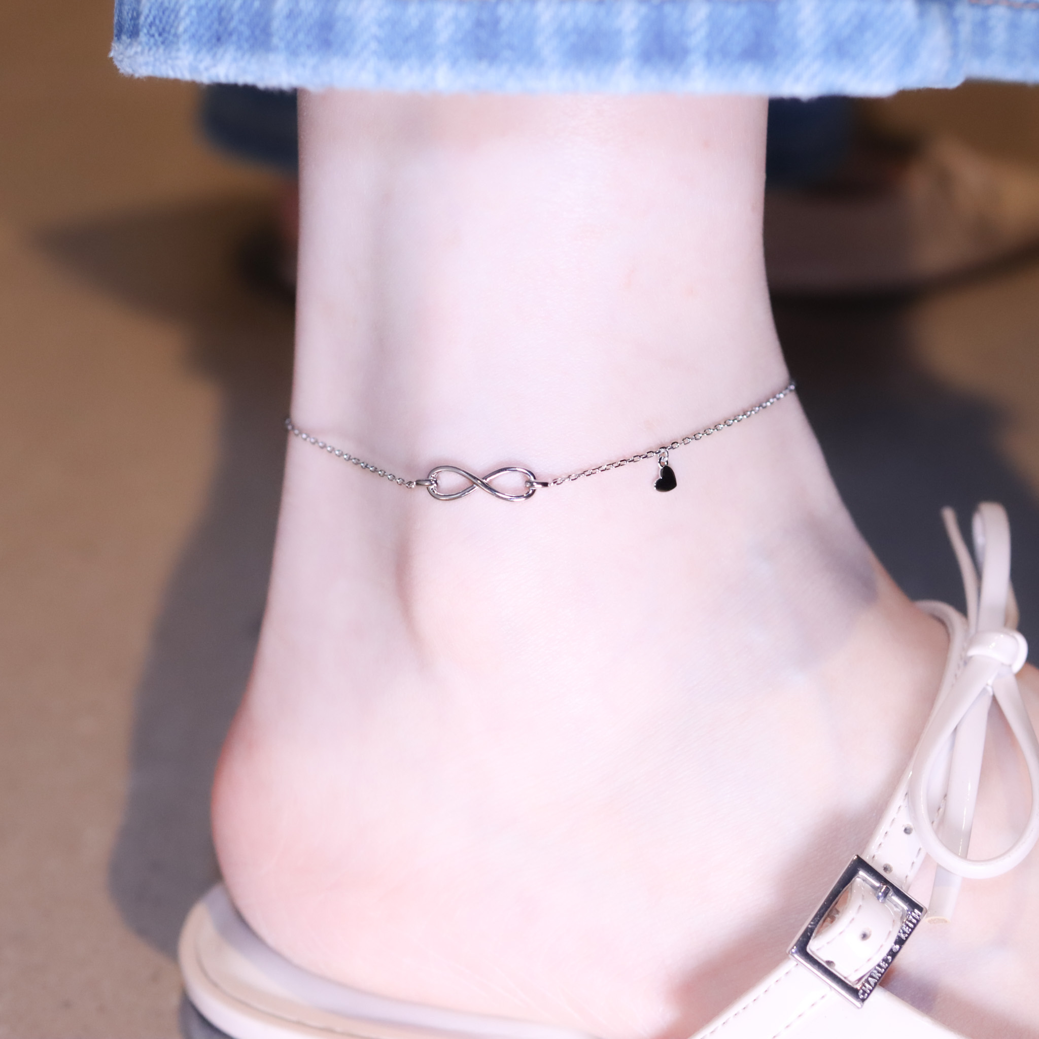 | 925純銀・ 厚鍍白金 | 無止境愛意步履腳鏈 | AN0136 |