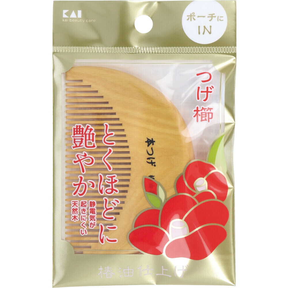 日本KAI半月形椿油仕上天然木梳 (非日本製)