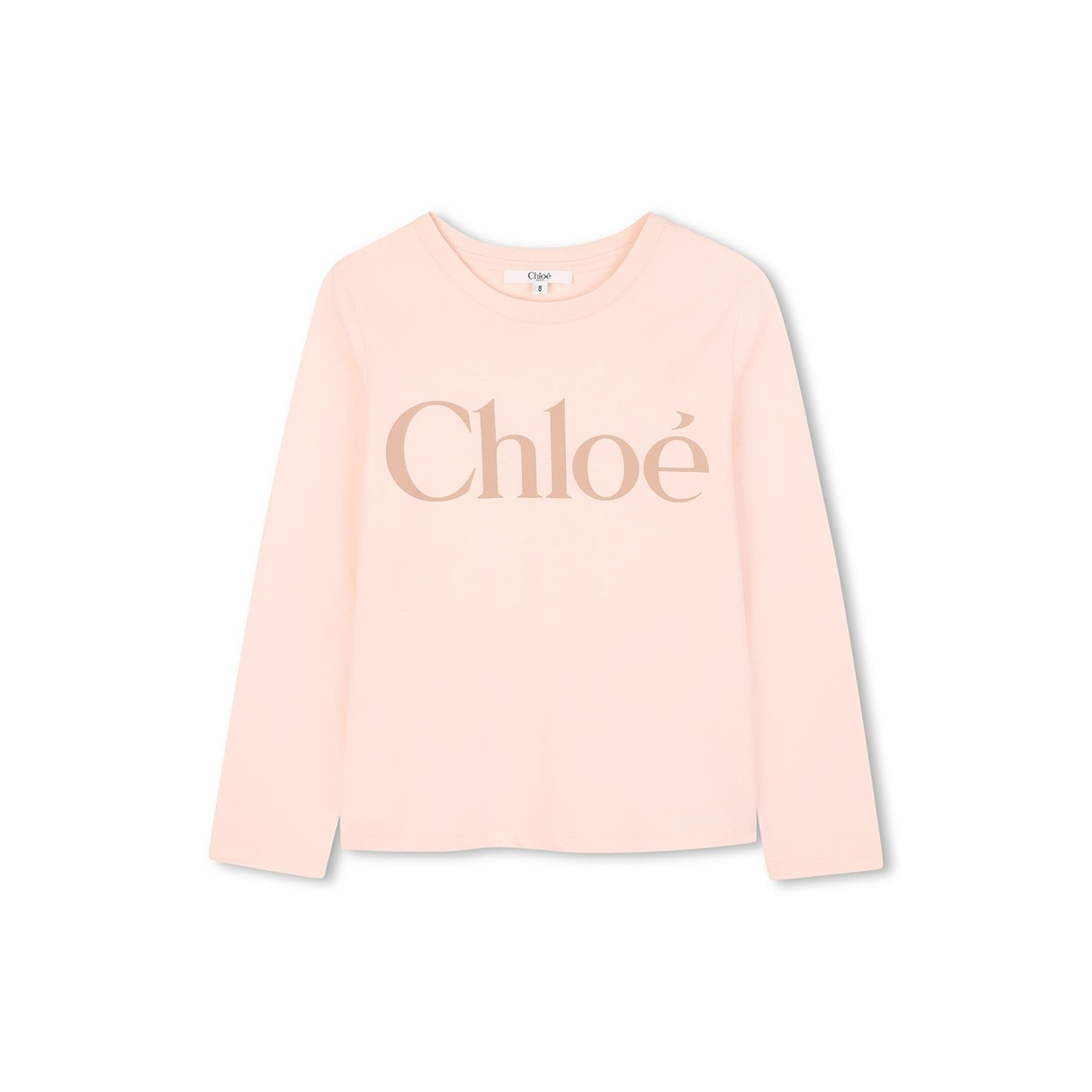 1LN0902-118 CHLOE Kids Long-Sleeve Pink T-Shirt with Logo Pink #C20650-46J (C-BR-E)