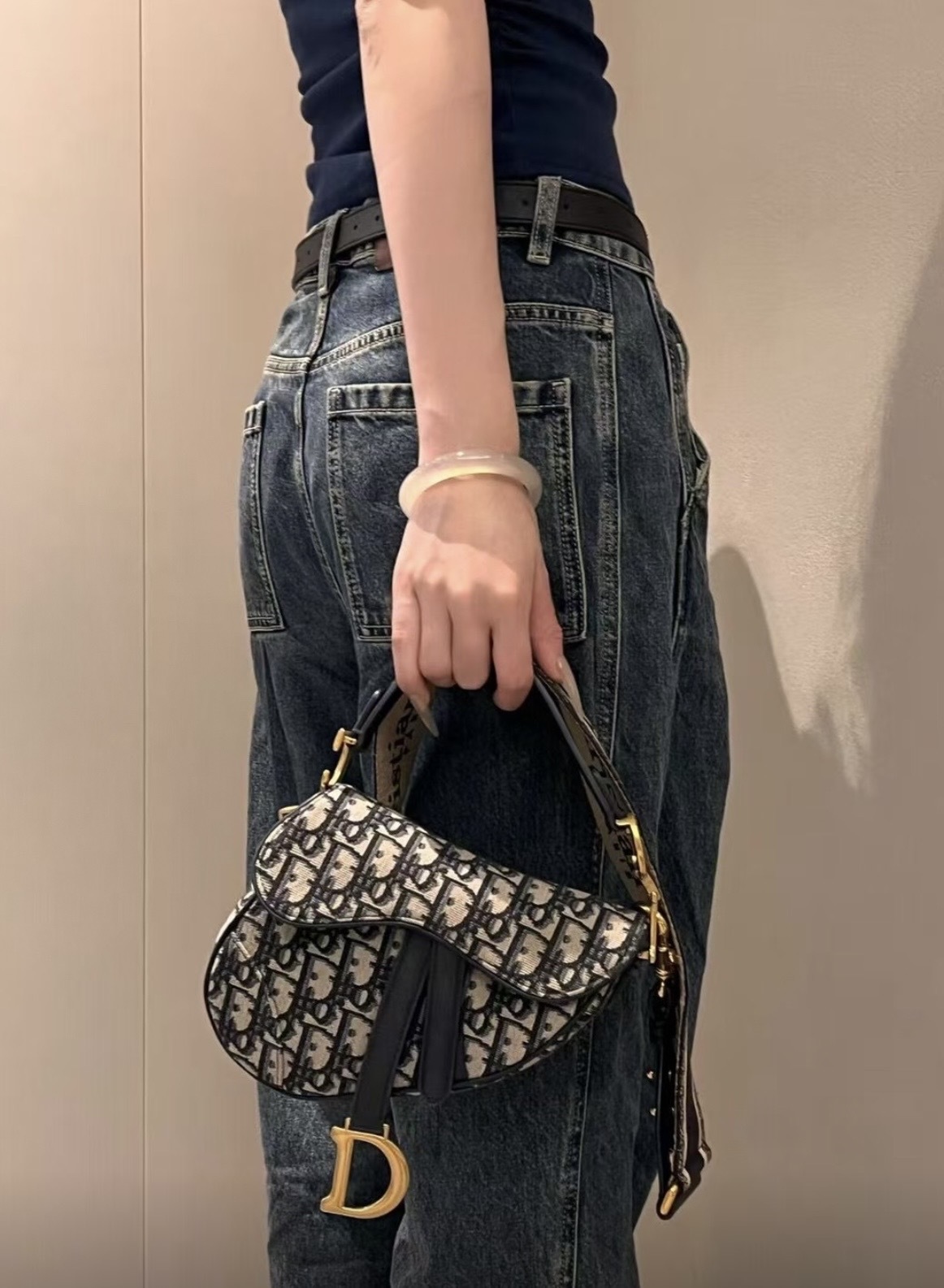 Dior Mini Saddle Bag In Blue Canvas 迷你馬鞍包