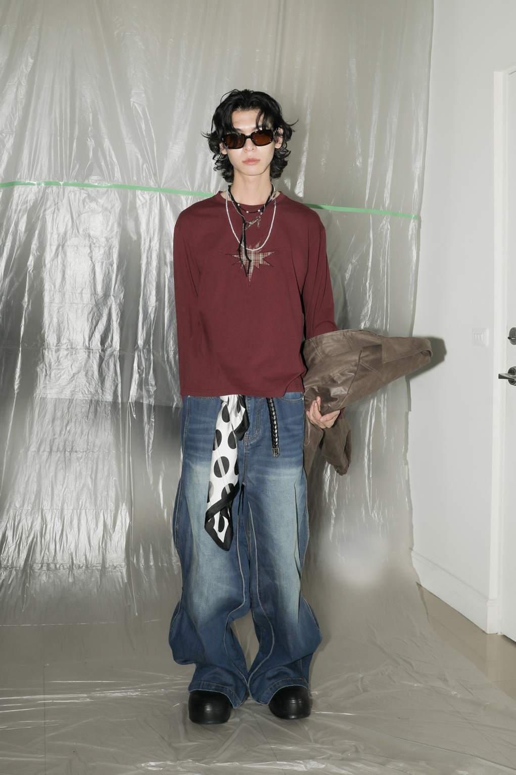 Check Star Long Sleeve T-shirt #上衣