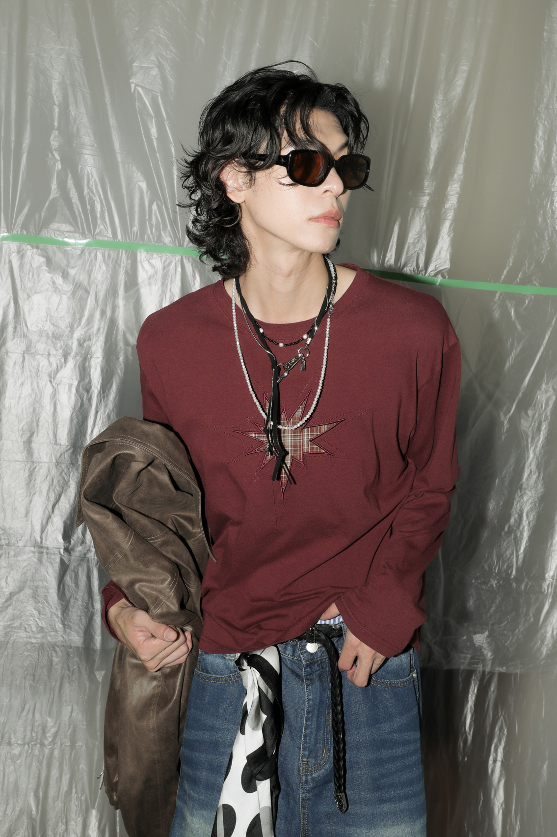 Check Star Long Sleeve T-shirt #上衣