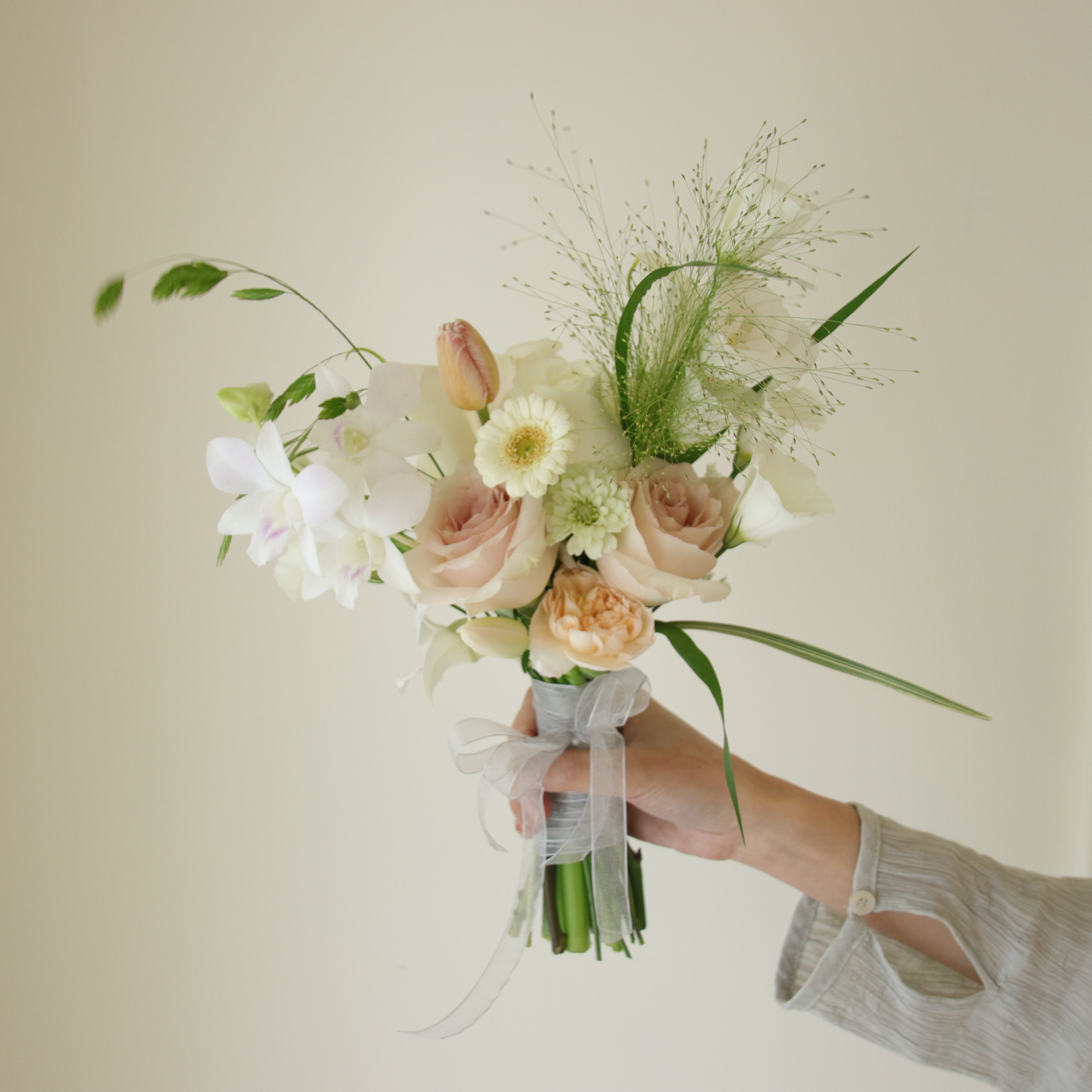 Wedding bouquet 淡色系典雅粉捧花 Size M